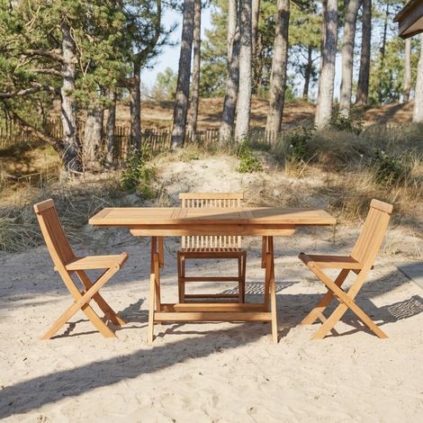 Table d'extérieur extensible en bois d'acacia 4-6 pers 120 Capri (1/5)