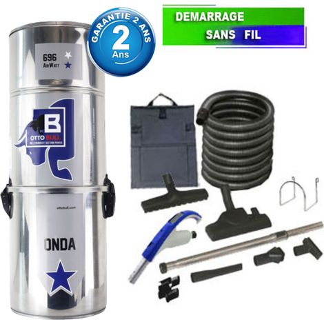 Aspirateur central type ALDES, OTTO BULL ONDA 400 INOX (jusqu’à 400 m²) + set accessoires - Garantie 2 ans (1/5)