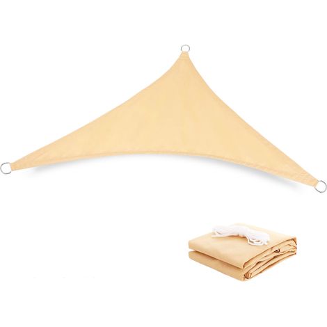 Voile d'ombrage triangulaire – protection solaire imperméable 300D épais Pare-soleil pour jardin/piscine/terrasse Anti-UV haute efficacité UPF50+ Avec piquets de sol et cordes renforcés (plusieurs (1/2)