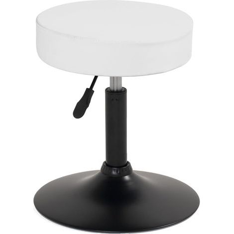Bürohocker ohne Rollen, dicker runder gepolsterter Sitz aus Kunstleder, höhenverstellbar von 43 bis 57 cm, breites rutschfestes Metallgestell YU (schwarz) (1/5)