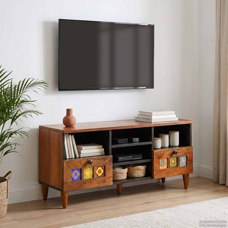 vidaXL Mobile TV Noce 100 x 33 x 46 cm Legno di mango massello