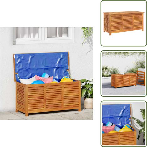 The Living Store Boîte de rangement de jardin persiennes 113x50x56cm bois acacia - Boîte De Rangement Jardin - Coffre De Jardin - Rangement Extérieur - Meuble De Jardin - Bois Acacia