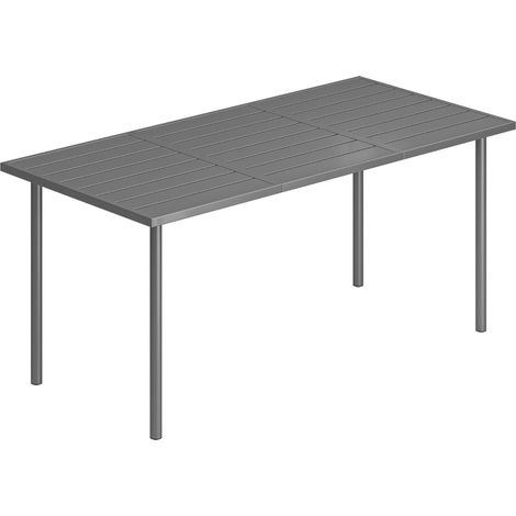 Table de Jardin Rectangulaire 6 Personnes en Acier Gris Foncé 165 x 80 cm -PANGIVO (1/5)