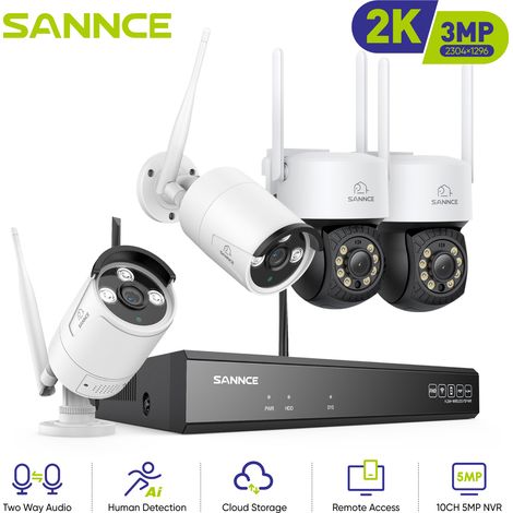 SANNCE 3MP Wireless Surveillance Camera Kit IR Night Vision Motion Detection Security CCTV Wifi Camera System (1/5)