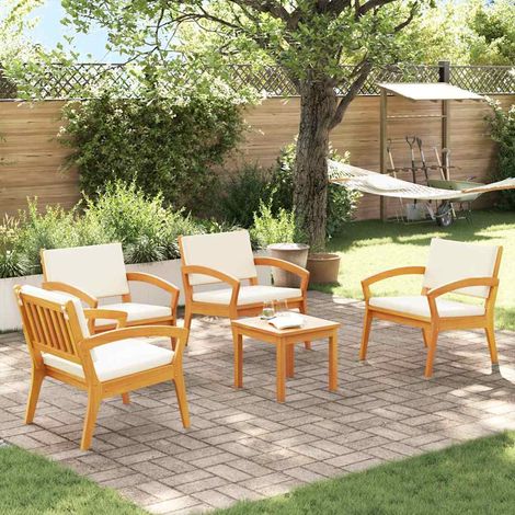Ensemble bistrot avec coussin 5 pcs Marron Polyester (1/5)