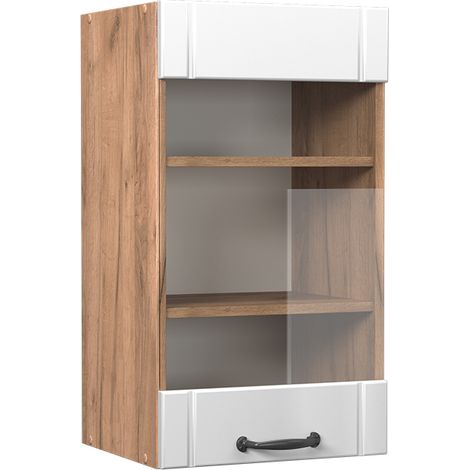 Küchenglasschrank Fame-Line, Weiß Landhaus, 40 cm, Vicco