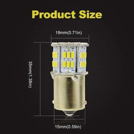 Ampoules LED 1156 BA15S P21W (2 pièces) – 54 SMD 3014, blanc froid 6500 K, pour feu arrière, clignotant et feu de recul, 12 V (1/3)