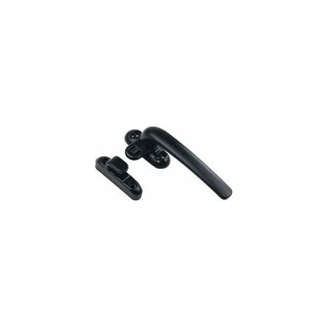 AGE Poignées de porte et de fenêtre, poignées de fenêtre en alliage d'aluminium, poignées de fenêtre ignifuges, boucles de verrouillage, poignées en forme de sept, ouverture interne, poignées noires (1/5)