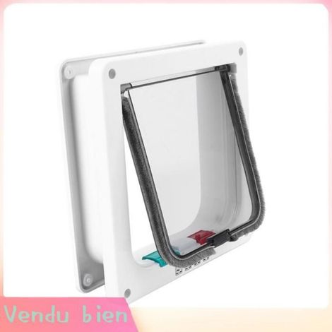 Garosa porte intelligente pour chat Porte pour Chat Verrouillable à 4 Voies, Double Rabat, Résistante aux animalerie pour (1/4)