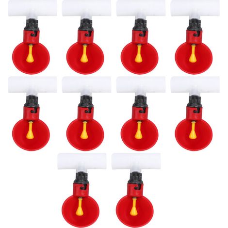 Ensemble de 10 abreuvoirs automatiques rouges pour poulets et volailles, 5 cm, système d'hydratation pour cages ou élevage à domicile.-AquaForge (1/5)