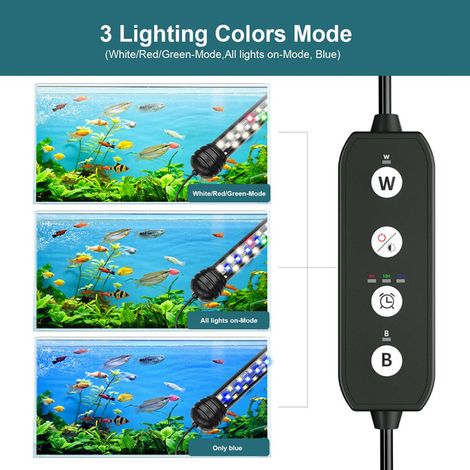 Éclairage LED pour Aquarium Lampe Submersible Étanche IP68 Éclairage de Réservoir de Poisson avec Minuterie Automatique 3 Modes de Couleur Luminosité Réglable pour Plantes Aquatiques (1/5)