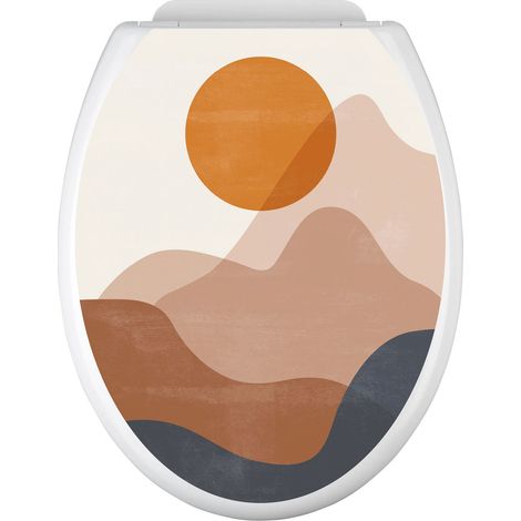 Stickers Abattant WC - Paysage Boho - 35x43 cm - Adhésif BRILLANT (1/2)