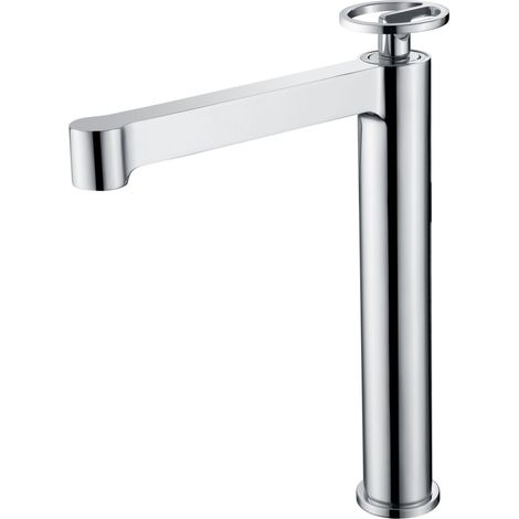 IMEX Serie OLIMPO BDC033-3 – Monocomando miscelatore alto per lavabo in ottone cromato cartuccia ceramica Ø26 mm TOP set 2 flessibili 3-8 inclusi altezza 272 mm canna 180 mm (1/2)