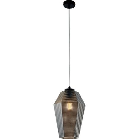 Lampadario Sospensione Laccato Grigio Specchiato Ø20cm 1 Luce E27 55W (1/2)