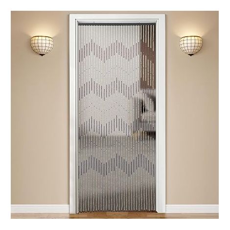 Rideau de perles en bois - 90 x 220 cm - 31 brins - Perles en bois - Rideau de porte - Séparateur de pièce - Protection contre les insectes - Pour chambre à coucher, salon, portes, fenêtres (1/5)