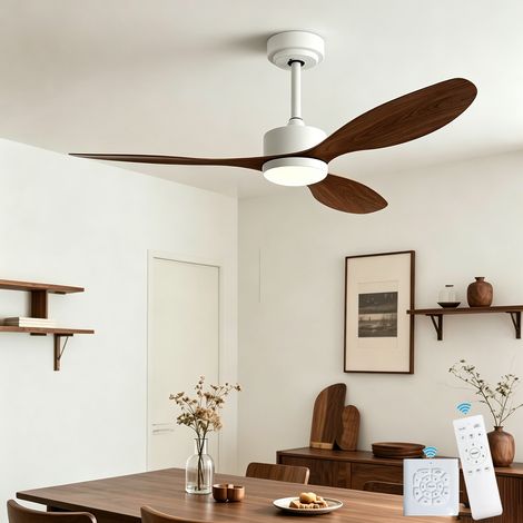 Ventilateur de plafond 106 cm avec lumière, télécommande et contrôleur mural, moteur CC silencieux, 6 vitesses, 3 températures de couleur, minuterie (1/5)