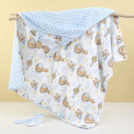 bleu Couverture Bebe Coton Biologique,95x95cm, Couverture Nomade Bb Double Face Pour Garon Et Fille (1/4)