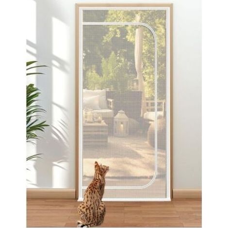 Moustiquaire pour chat, anti-moustiques, anti-chats, 80 x 200 cm, anti-rayures, avec fermeture éclair (blanche) (1/5)