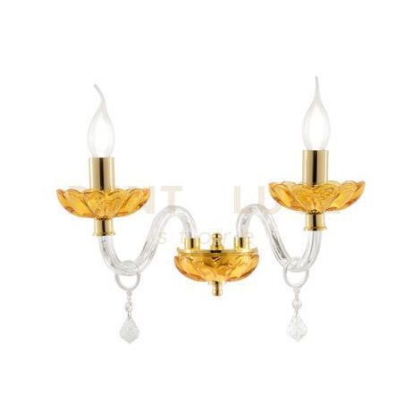 APPLIQUE PATRICIA 2 LUCI TRASPARENTE AMBRA ATTACCO E14 31X25CM