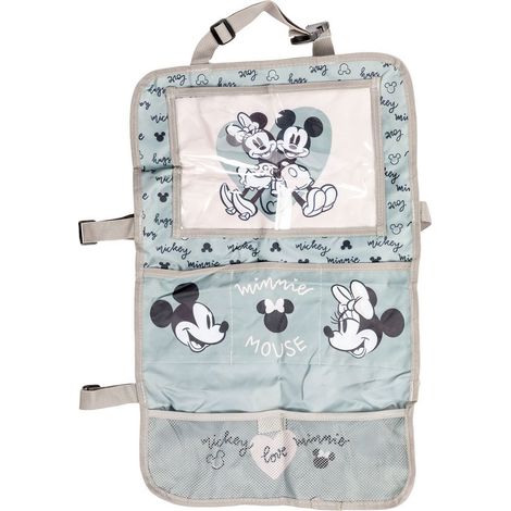 Disney Proteggisedile portaoggetti Tablet Organizer auto per bambini di colore grigio e rosa con i simpatici topolini Minnie e Mickey Mouse (1/4)