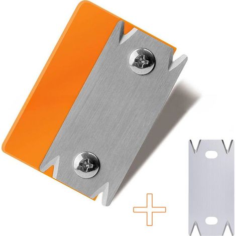 Rabot d'angle pour le travail du bois (orange) + une lame de rechange, racloir à plaquer les chants, racloir à chanfreiner et à arrondir (1/5)