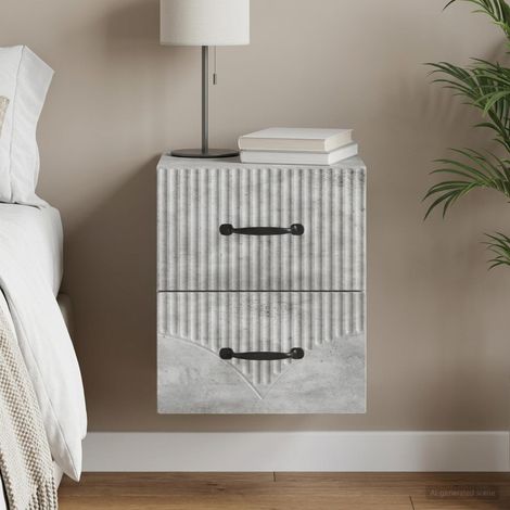 vidaXL Cabinet de chevet mural Gris béton 34,5 x 33 x 40 cm (1/5)