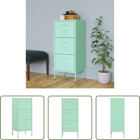 Schubladenregal -  Lagerschrank Minzgrün 42,5x35x101,5 cm Stahl (1/5)