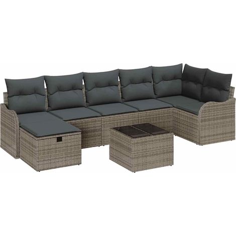 Maison Exclusive - Set di divani con cuscino con archiviazione Grigio polyrattan