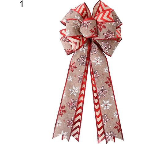 Nœud de Noël à motif thématique Xmas, facile à suspendre, nœuds en ruban de lin pour fête, décoration maison (1/5)