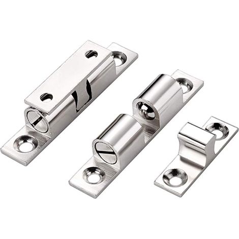 Serrure à double bille à rouleau en cuivre nickelé pour porte de meuble de 50 mm (lot de 10)