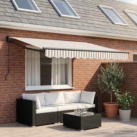 vidaXL Auvent rétractable Gris clair et blanc 3,5 x 2,5 m