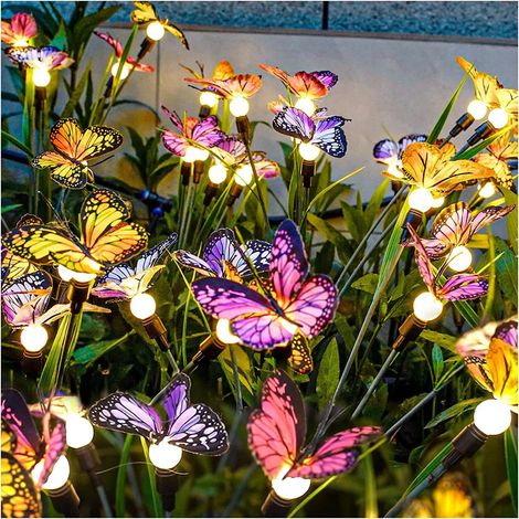 Lampes Solaires De Jardin - Papillon Mobile - Éclairage Extérieur Solaire - Décoration De Chemin Et De Terrasse - 9 LED - Fil De Fer Flexible - Lot De 1 (1/5)