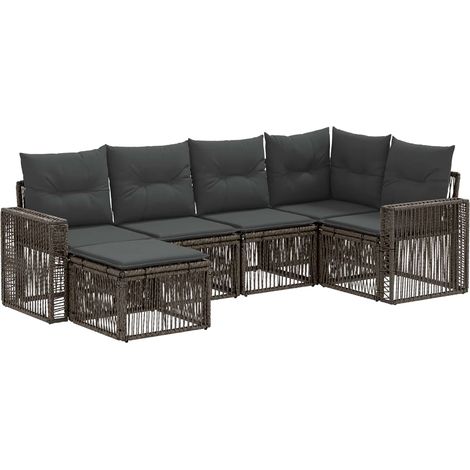 vidaXL Set Divano da Giardino 6 pcs Grigio e Grigio Scuro polyrattan