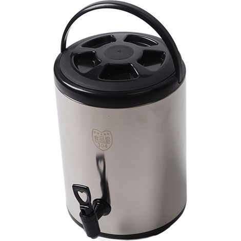 Distributeur de boissons isotherme en acier inoxydable 304, 8 litres, pour boissons chaudes et froides, seau double paroi noir. (1/5)