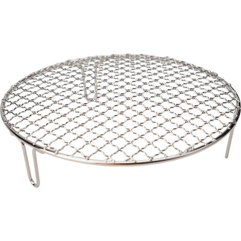 Filet rond en métal anti-adhésif et résistant à la chaleur pour barbecue, camping en plein air, pique-nique, argent, chauffage uniforme (25 cm)