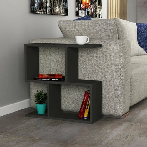 Dmora - Wohnzimmertisch Polyh, Niedriger Wohnzimmertisch, Kaffeeregal, Couchtisch für Sofa, 60x20h60 cm, Anthrazit, mit verstärkter Verpackung (1/3)