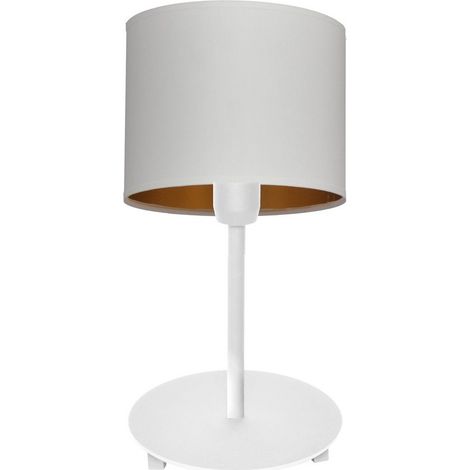 Helam ALBA Lampe De Table Avec Abat-Jour Rond Blanc, Or 20cm