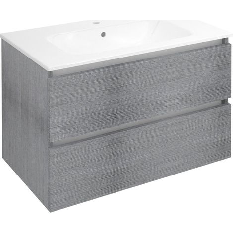 Meuble sous-vasque EZARA 79,8x52x46cm, chêne argenté (1/4)