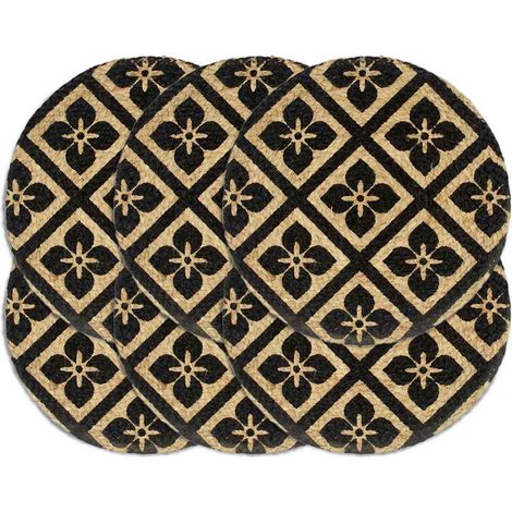 Teenpull – Tischsets 6 Stk. Schwarz 38 cm Rund Jute (1/4)