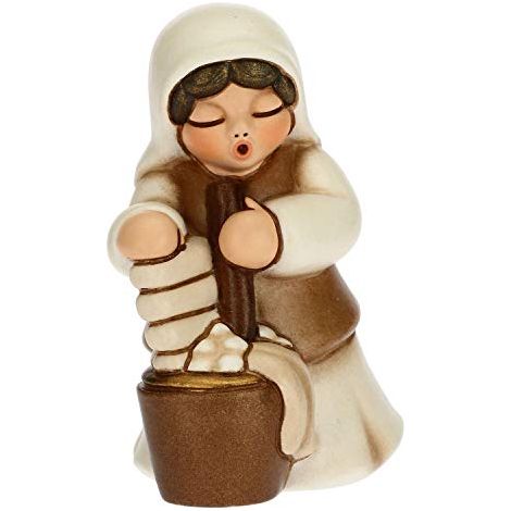 THUN - Statuina Presepe Lavandaia - Decorazioni Natale Casa - Linea Presepe Classico, Variante Bianca - Ceramica - 5,5 x 5,8 x 8 h cm (1/2)