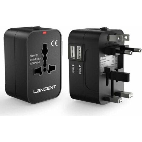 Adaptateur de Voyage, Adaptateur Universel Prises Anglaise/Europe/Americaine/Australie Prises de Voyage Internationale avec 2 Prise électrique USB pour Plus de 200 Pays (1/4)