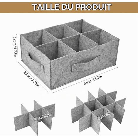 Cup Storage Box, Caravan Cup Holder Set with Dividers for Drinking Glass, Wine Rack, Tableware, Felt Camping Tableware Storage Bag with Handles (1/3)