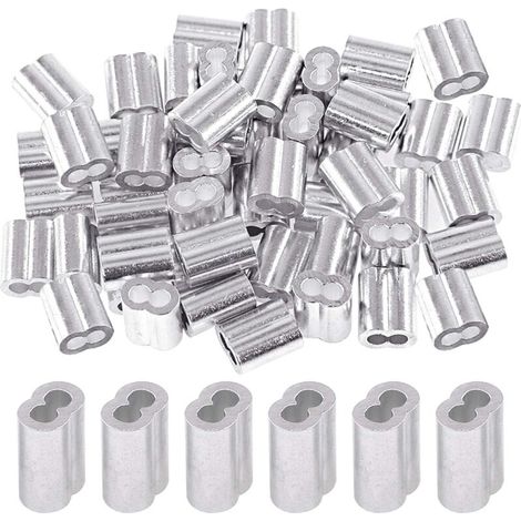 Lot de 150 manchons à sertir en aluminium de 3 mm pour câble métallique et extrémité de câble (0,3 cm - 150 pièces) (1/5)