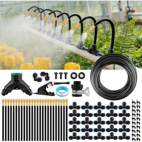 Kit Brumisation Extérieur 30M - 102 Pièces - Laiton Et PE - Rafraîchissement Terrasse Et Jardin (1/5)