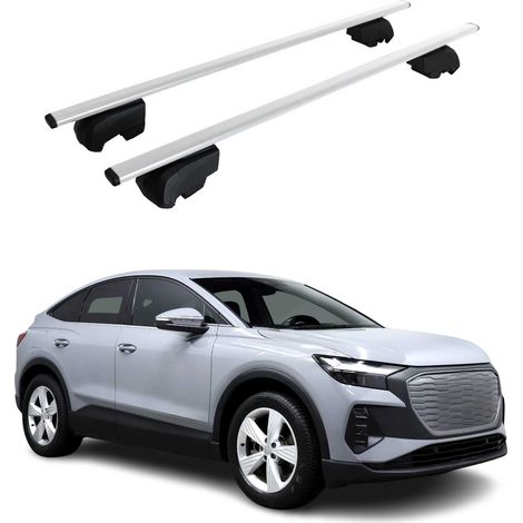 OMAC Dachtrager Quertrager für Audi Q4 e-tron 2021-2026 – City Crash getestet – ISO PAS 11154:2006 – Abschliessbar – Max 75 kg – 2 Stangen Stahl Silber (1/5)