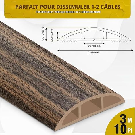 Passe Cable Sol Cache Cable Sol 3m Sol Facile à Couper pour la Maison, Le Bureau, l'École, Les Concerts (1/4)