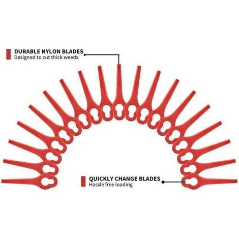 Lot de 50 Lames compatible pour Ferrex Aldi Far 20-i Coupe Bordure, lames de rechange pour Coupe Bordure sans fil Ferrex L95(13×8mm-rouge) (1/2)