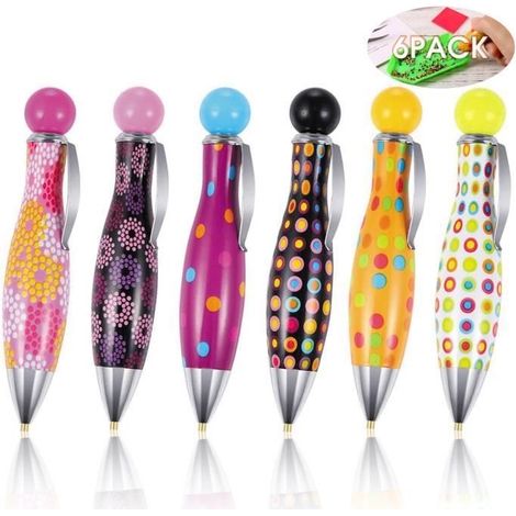 Stylos de Broderie DiamantéS 5d Accessoire pour la Peinture au Diamant, Stylo de Perçage à Pointe de Diamant Uniquement (6 pièces) (1/4)