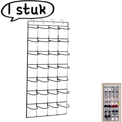 Sac de rangement suspendu pour chaussures avec 28 compartiments pour porte mur et rangement domestique blanc (1/5)