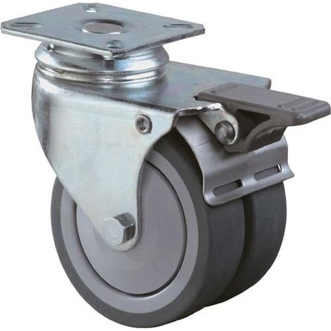 BS Rollen Doppel-Lenkrolle mit Totalfeststeller Ø 75 mm 80 kg - B120.A85.075 (1/3)